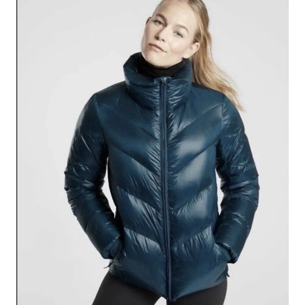 Athleta Lofty Down 800 Fill Jacket Dark Teal Puffer XS Lightweight Packable